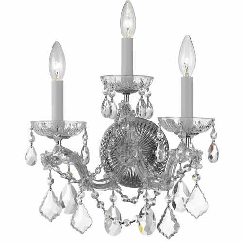 Crystorama Maria Theresa 3 Light Swarovski strass Crystal Chrome Sconce II - 4403-CH-CL-S