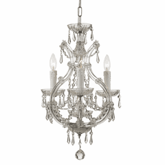 Crystorama Maria Theresa 4 Light Italian Crystal Chrome Mini Chandelier I - 4473-CH-CL-I