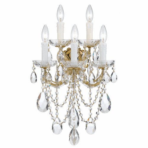 Crystorama Maria Theresa 5 Light Clear Crystal Gold Sconce I - 4425-GD-CL-MWP