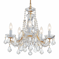 Crystorama Maria Theresa 5 Light Spectra Crystal Gold Chandelier - 4476-GD-CL-SAQ