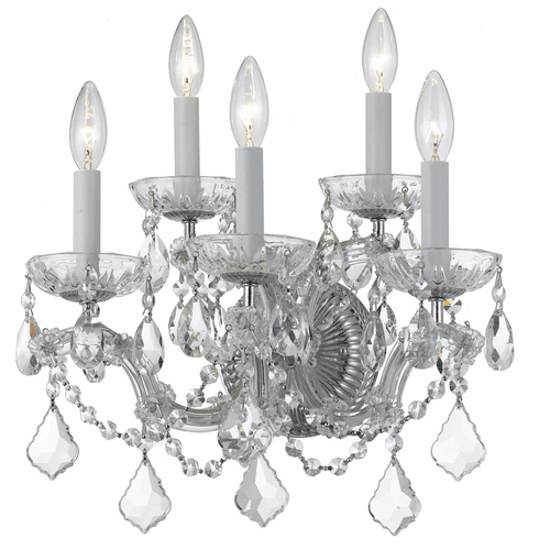 Crystorama Maria Theresa 5 Light Swarovski Strass Crystal Chrome Sconce II - 4404-CH-CL-S