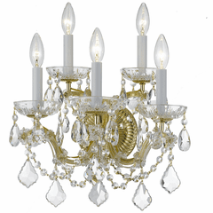 Crystorama Maria Theresa 5 Light Swarovski Strass Crystal Gold Sconce II - 4404-GD-CL-S