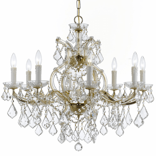 Crystorama Maria Theresa 9 Light Spectra Crystal Gold Chandelier I - 4408-GD-CL-SAQ