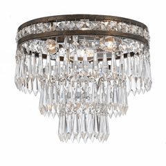 Crystorama Mercer 3 Light Clear Crystal Bronze Flush Mount - 5260-EB-CL-MWP