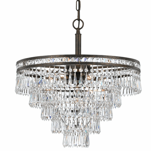 Crystorama Mercer 6 Light Hand Cut Crystal Bronze Chandelier - 5264-EB-CL-MWP