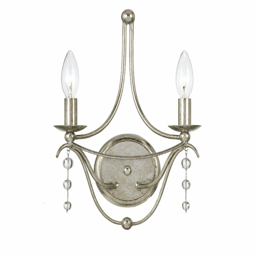 Crystorama Metro 2 Light Wall Mount - Antique Silver - 432-SA
