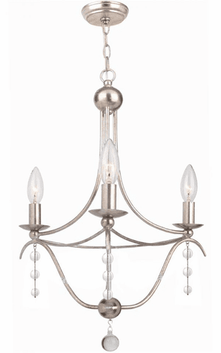 Crystorama Metro 3 Light Antique Silver Mini Chandelier - 433-SA