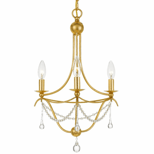 Crystorama Metro 3 Light Mini Chandelier - Antique Gold - 423-GA