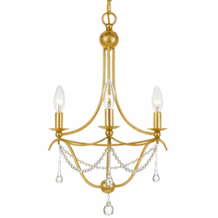 Crystorama Metro 3 Light Mini Chandelier - Antique Gold - 423-GA