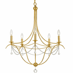Crystorama Metro 5 Light Chandelier - Antique Gold - 425-GA