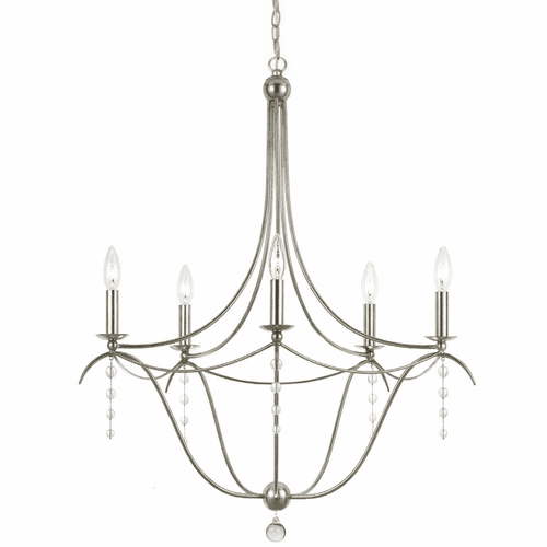 Crystorama Metro 5 Light Chandelier - Antique Silver - 435-SA