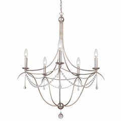 Crystorama Metro 5 Light Crystal Beads Silver Chandelier II - 425-SA