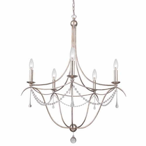 Crystorama Metro 5 Light Crystal Beads Silver Chandelier II - 425-SA