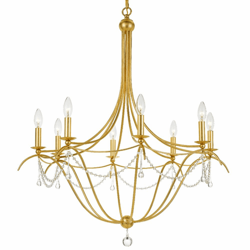 Crystorama Metro 8 Light Chandelier - Antique Gold - 428-GA