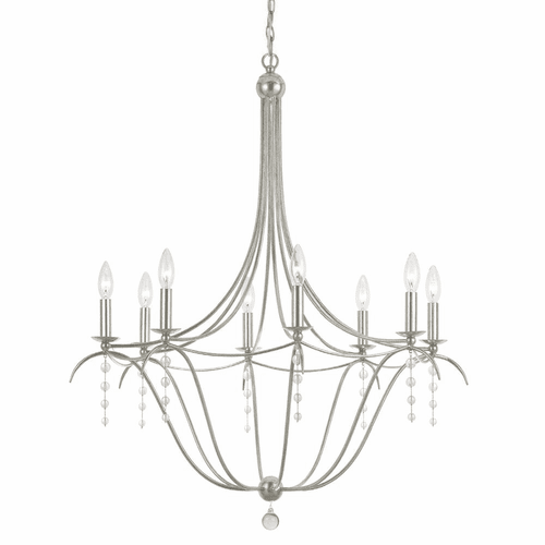 Crystorama Metro 8 Light Chandelier - Antique Silver - 438-SA