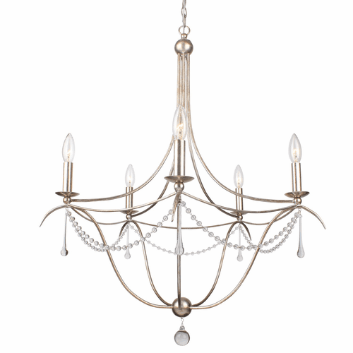 Crystorama Metro 8 Light Crystal Beads Silver Chandelier - 428-SA