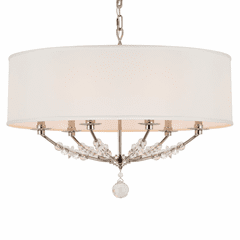 Crystorama Mirage 6 Light Nickel Drum Shade Chandelier - 8006-PN Crystorama Mirage 6 Light Nickel Drum Shade Chandelier - 8006-PN
