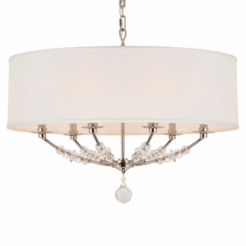 Crystorama Mirage 6 Light Nickel Drum Shade Chandelier - 8006-PN