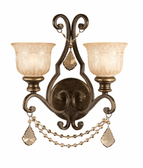 Crystorama Norwalk 2 Light Golden Teak Crystal Bronze Sconce - 7502-BU-GT-MWP