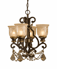 Crystorama Norwalk 4 Light Golden Teak Crystal Bronze Mini Chandelier - 7504-BU-GT-MWP