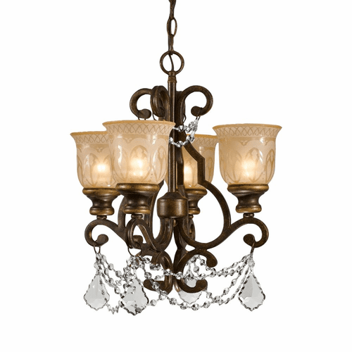 Crystorama Norwalk 4 Light Mini Chandelier - Bronze Umber - 7504-BU-CL-SAQ