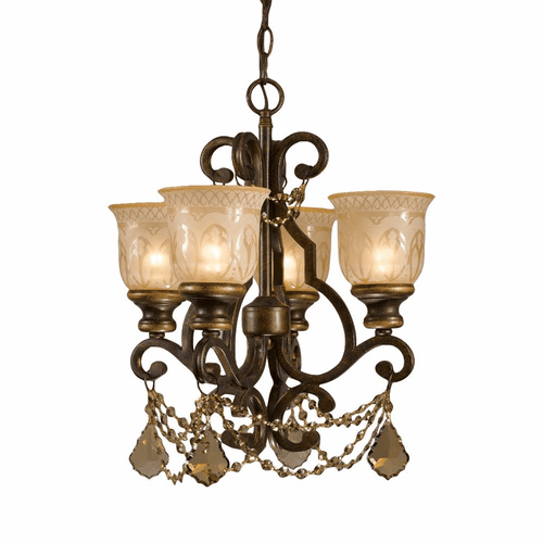 Crystorama Norwalk 4 Light Mini Chandelier - Bronze Umber - 7504-BU-GT-S
