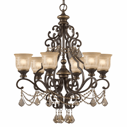 Crystorama Norwalk 6 Light Golden Teak Crystal Chandelier - 7516-BU-GT-MWP