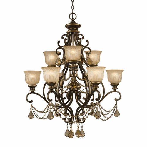 Crystorama Norwalk 9 Light Golden Teak Crystal Chandelier - 7509-BU-GT-MWP