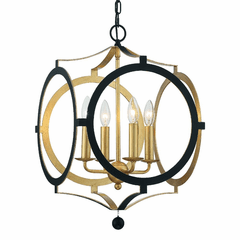 Crystorama Odelle 4 Light Chandelier - Black + Antique Gold - ODE-704-BK-GA