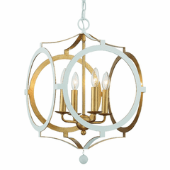 Crystorama Odelle 4 Light Chandelier - Matte White + Antique Gold - ODE-704-MT-GA