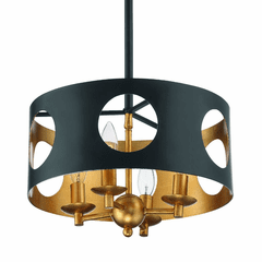 Crystorama Odelle 4 Light Pendant - Black + Antique Gold - ODE-700-BK-GA Crystorama Odelle 4 Light Pendant - Black + Antique Gold - ODE-700-BK-GA