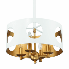 Crystorama Odelle 4 Light Pendant - Matte White + Antique Gold - ODE-700-MT-GA