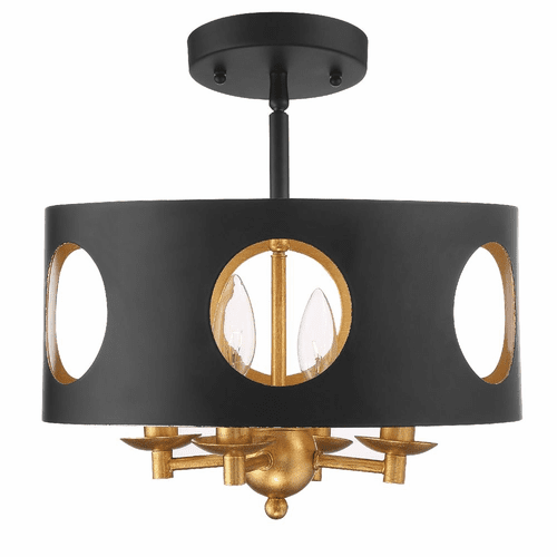 Crystorama Odelle 4-LT Ceiling Mount - Black/Antique Gold - ODE-700-BK-GA_CEILING
