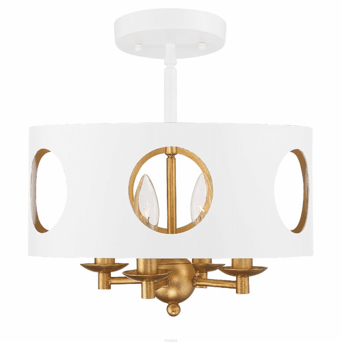 Crystorama Odelle 4-LT Ceiling Mount - Matte White & Gold - ODE-700-MT-GA_CEILING