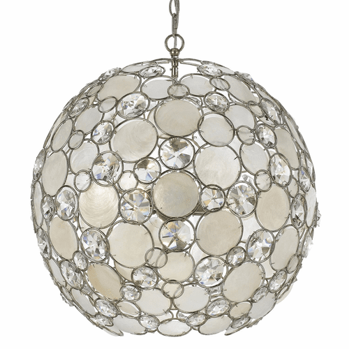 Crystorama Palla 6 Light Antique Silver Sphere Chandelier - 529-SA
