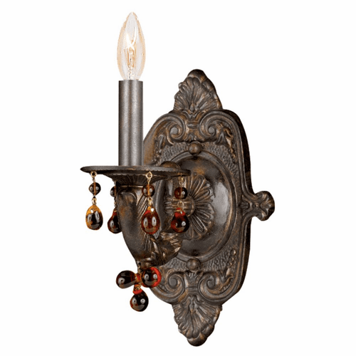 Crystorama Paris Market 1 Light Wall Mount - Venetian Bronze - 5201-VB-AMBER