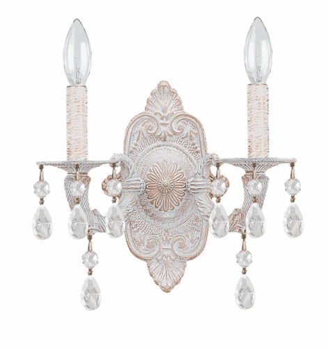 Crystorama Paris Market 2 Light Spectra Crystal White Sconce - 5022-AW-CL-SAQ