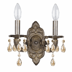 Crystorama Paris Market 2 Light Wall Mount - Venetian Bronze - 5022-VB-GT-S