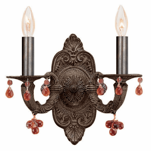 Crystorama Paris Market 2 Light Wall Mount - Venetian Bronze - 5200-VB-AMBER