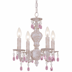 Crystorama Paris Market 4 Light Mini Chandelier - Antique White - 5024-AW-RO-MWP Crystorama Paris Market 4 Light Mini Chandelier - Antique White - 5024-AW-RO-MWP