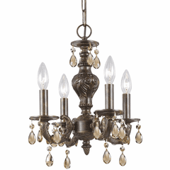 Crystorama Paris Market 4 Light Mini Chandelier - Venetian Bronze - 5024-VB-GT-S Crystorama Paris Market 4 Light Mini Chandelier - Venetian Bronze - 5024-VB-GT-S
