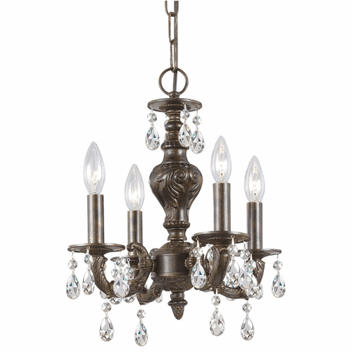 Crystorama Paris Market 4 Light Spectra Crystal Bronze Mini Chandelier - 5024-VB-CL-SAQ