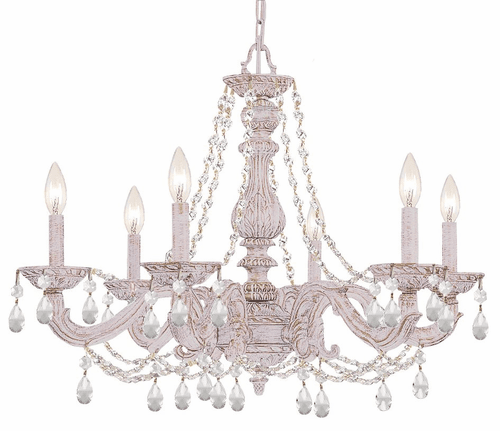 Crystorama Paris Market 6 Light Clear Spectra Crystal White Chandelier I - 5026-AW-CL-SAQ