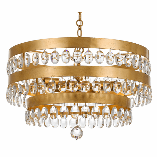 Crystorama Perla 5 Light Antique Gold Chandelier - 6106-GA