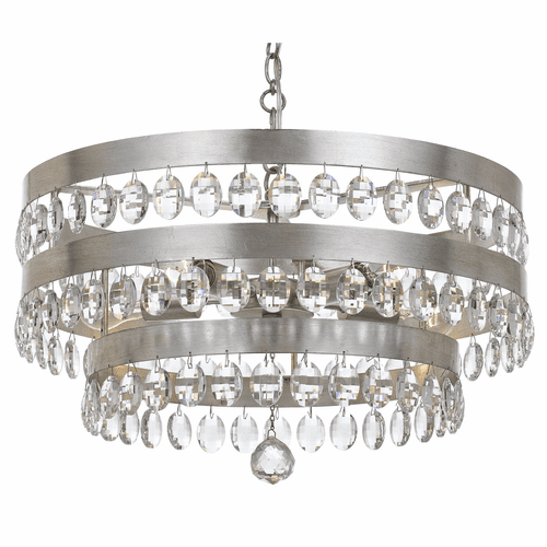 Crystorama Perla 5 Light Antique Silver Chandelier - 6106-SA