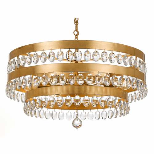 Crystorama Perla 6 Light Antique Gold Chandelier - 6108-GA