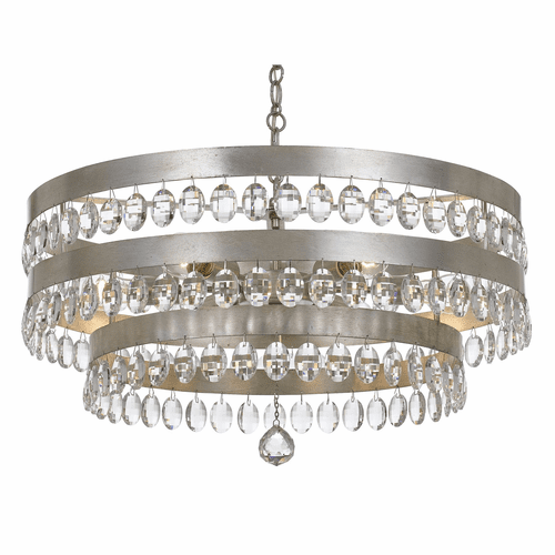 Crystorama Perla 6 Light Antique Silver Chandelier - 6108-SA