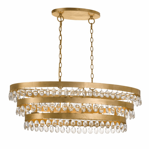 Crystorama Perla 6 Light Chandelier - Antique Gold - 6107-GA