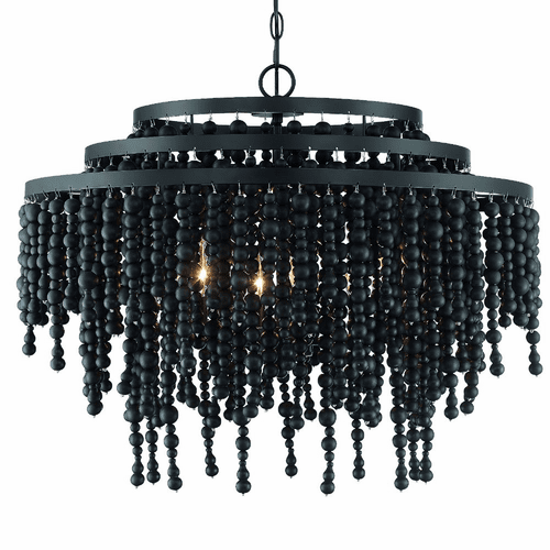 Crystorama Poppy 6 Light Chandelier - Matte Black - POP-A5076-MK