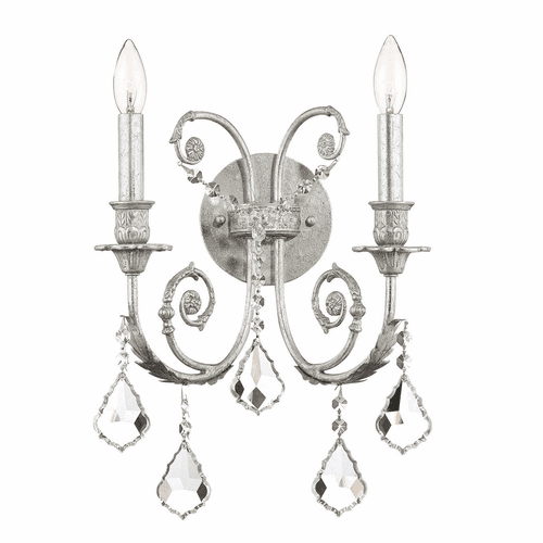 Crystorama Regis 2 Light Swarovski Strass Crystal Silver Sconce - 5112-OS-CL-S